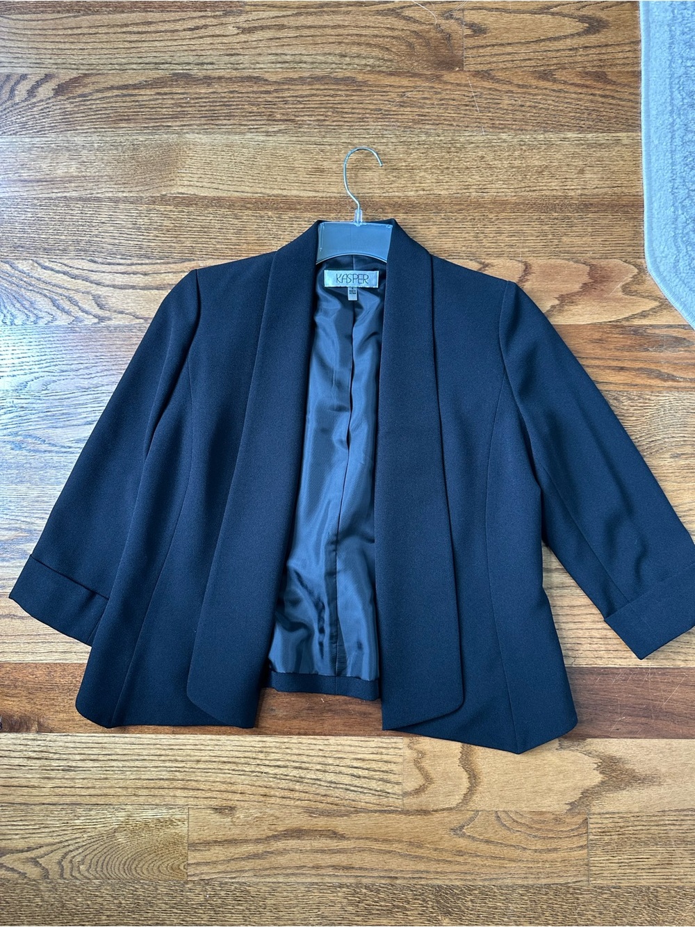 Kasper Black Open-Front Cropped Blazer Jacket